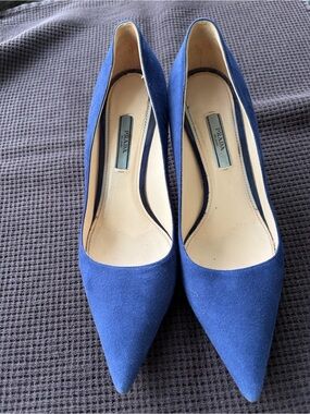 Prada Blue Suede Pointed-Toe Pumps 7.5